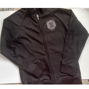 Vintage 2000s Fox Racing Track Jacket Silver Embroidered Full Zip Kids Large